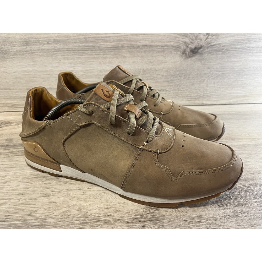 OluKai Tan Leather Slip-On Loafers